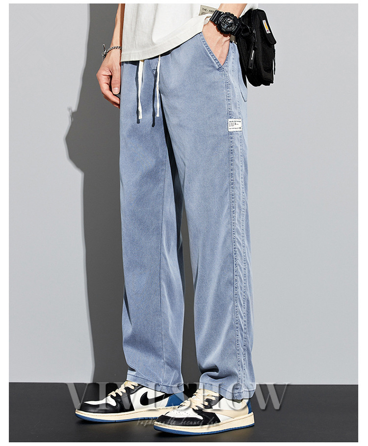メンズ ロング パンツ ボワイドパンツ ゆったり 通気性 デニム風 はきやすい シンプル おしゃれ ズボン 動きやすい あわせやすい カジュアル 
