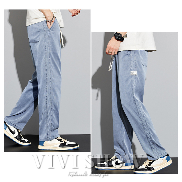 メンズ ロング パンツ ボワイドパンツ ゆったり 通気性 デニム風 はきやすい シンプル おしゃれ ズボン 動きやすい あわせやすい カジュアル 