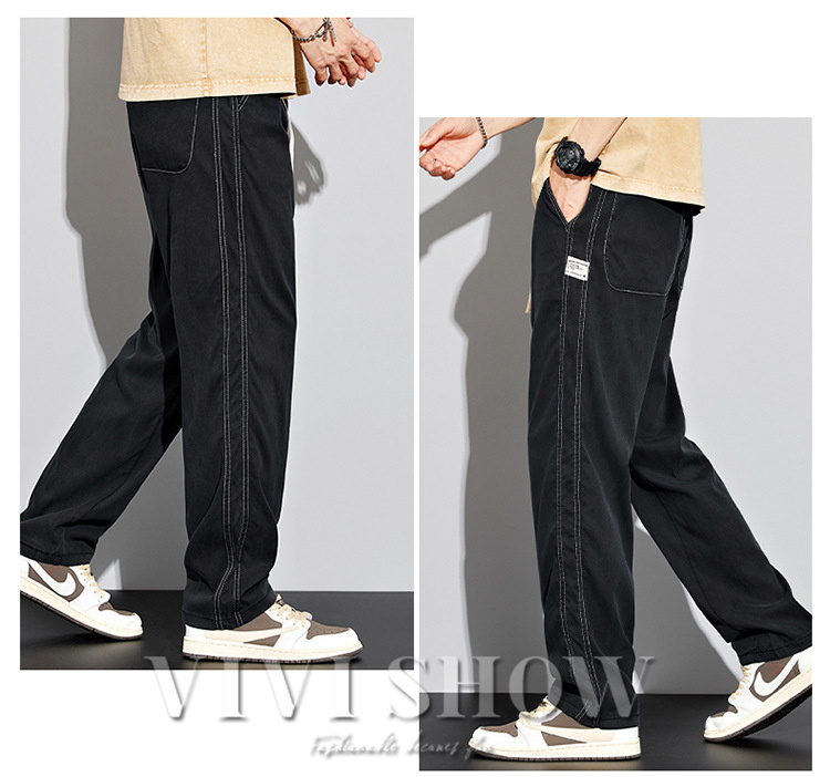 メンズ ロング パンツ ボワイドパンツ ゆったり 通気性 デニム風 はきやすい シンプル おしゃれ ズボン 動きやすい あわせやすい カジュアル 