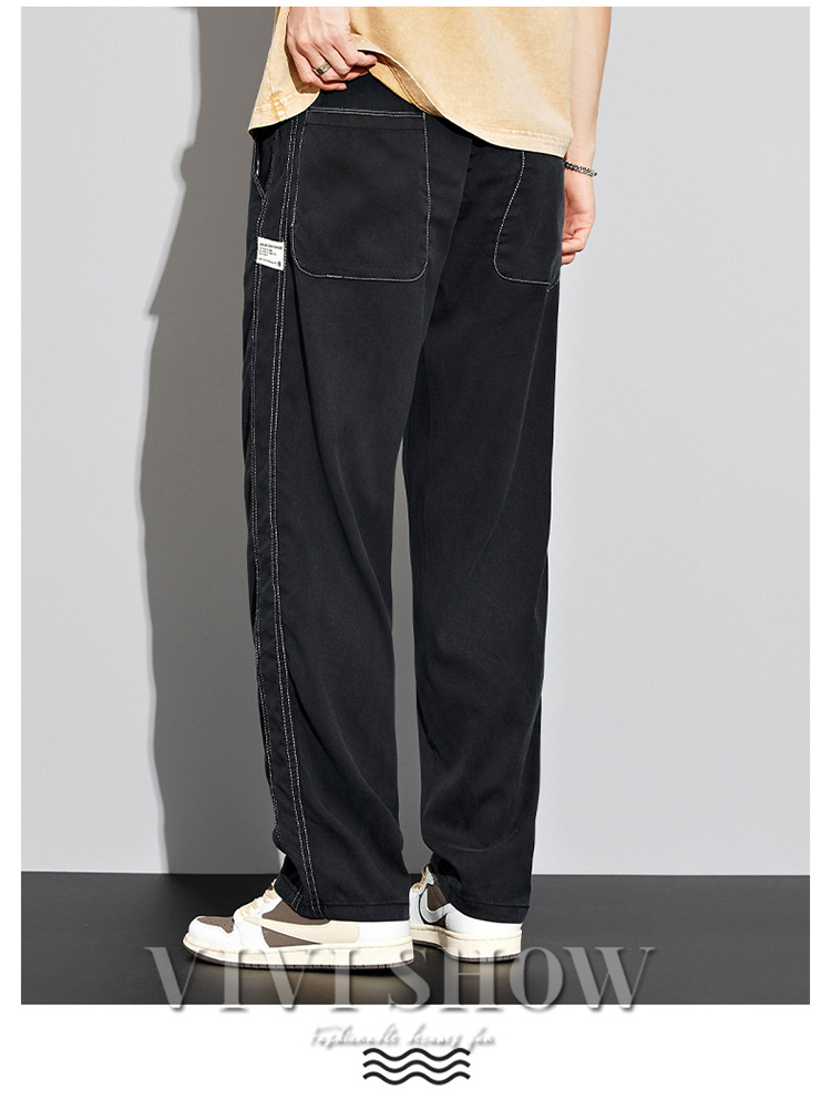 メンズ ロング パンツ ボワイドパンツ ゆったり 通気性 デニム風 はきやすい シンプル おしゃれ ズボン 動きやすい あわせやすい カジュアル 