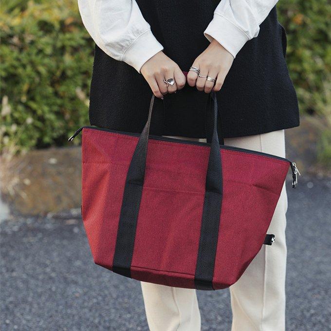 トートバッグ 男女兼用 保冷 保温 大容量 スクエア型 アルミ素材 エコバッグ ジップ付き 買い物バッグ 