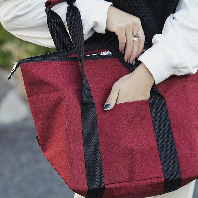 トートバッグ 男女兼用 保冷 保温 大容量 スクエア型 アルミ素材 エコバッグ ジップ付き 買い物バッグ 