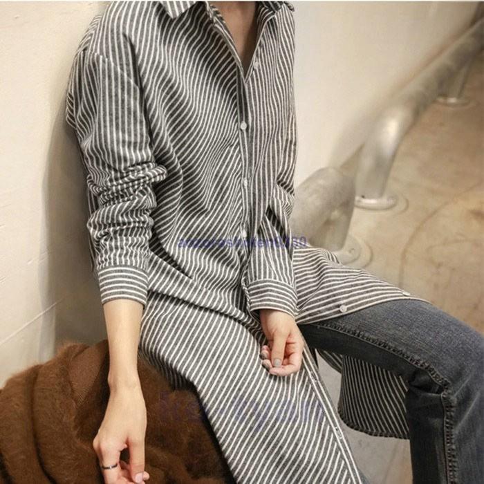 ワンピース レディース 秋 シャツワンピース チュニック 長袖 体型カバー 通勤 ロング丈 20代30代40代 カジュアル 着痩せ ストライプ 大きいサイズ OL 