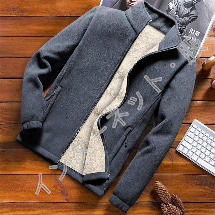 フリースジャケット メンズ ボアジャケット ブルゾン アウター 厚手 スタンドもこもこ 冬服 大きいサイズ 暖か 秋 防寒 おしゃれ 送料無料 