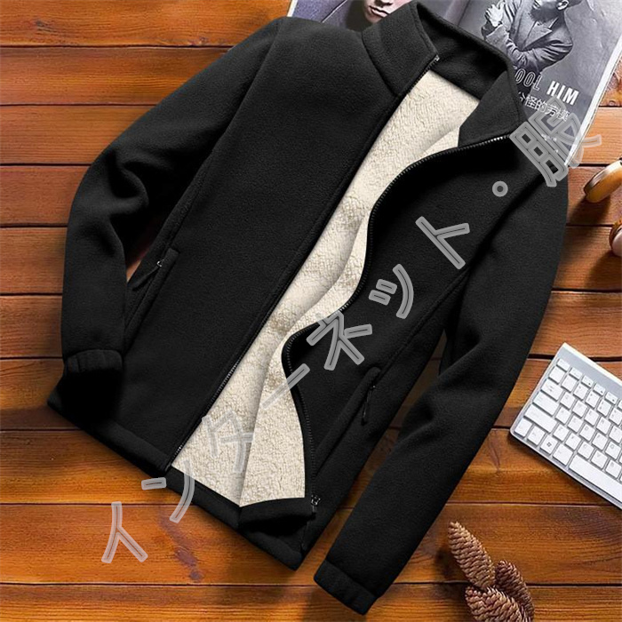 フリースジャケット メンズ ボアジャケット ブルゾン アウター 厚手 スタンドもこもこ 冬服 大きいサイズ 暖か 秋 防寒 おしゃれ 送料無料 
