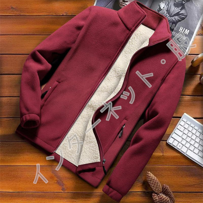 フリースジャケット メンズ ボアジャケット ブルゾン アウター 厚手 スタンドもこもこ 冬服 大きいサイズ 暖か 秋 防寒 おしゃれ 送料無料 