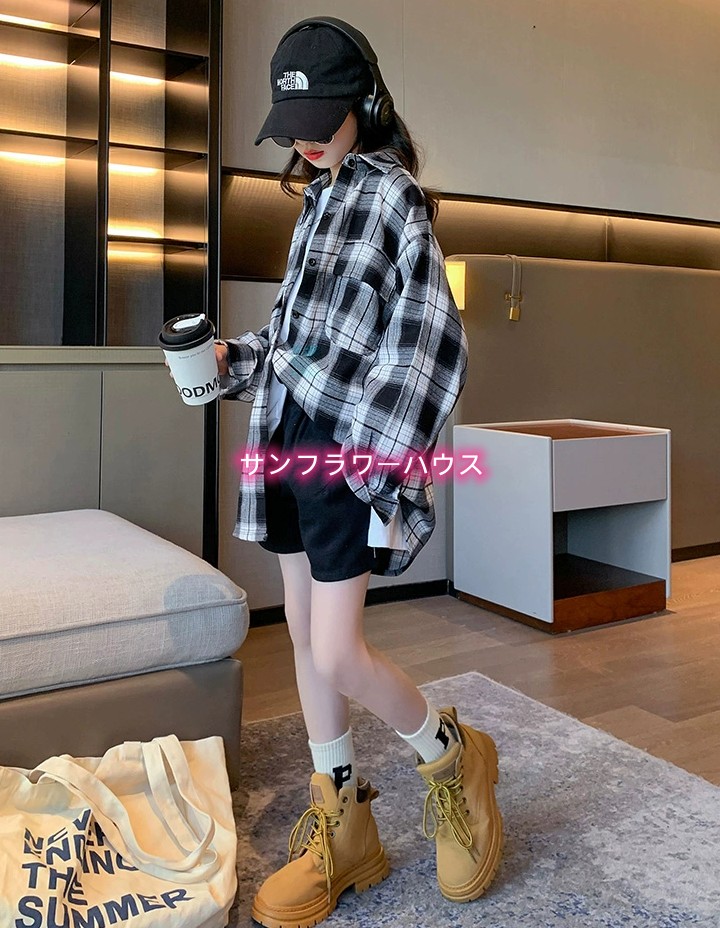 キッズ ダンス 衣装 ヒップホップ チェックシャツ 長袖 男の子 演出服 ジャズダンス イベント 子供 ステージ衣装 韓国 女の子 HIPHOP シャツ ジュニア 