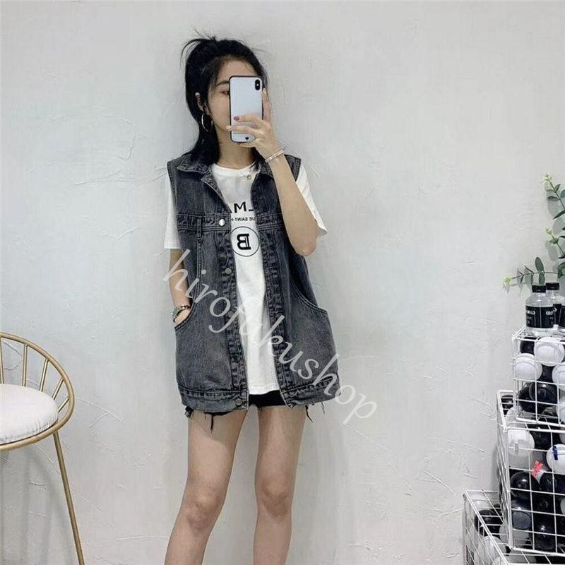 デニムベスト ベスト レディース ジレ デニム 前開き アウター シンプル カジュアル トップス 羽織り ゆったり ノースリーブ 着痩せ ジャケット 