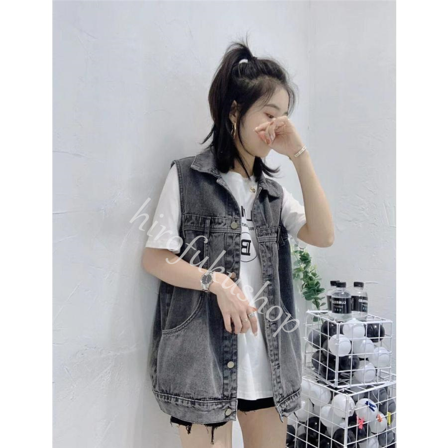 デニムベスト ベスト レディース ジレ デニム 前開き アウター シンプル カジュアル トップス 羽織り ゆったり ノースリーブ 着痩せ ジャケット 