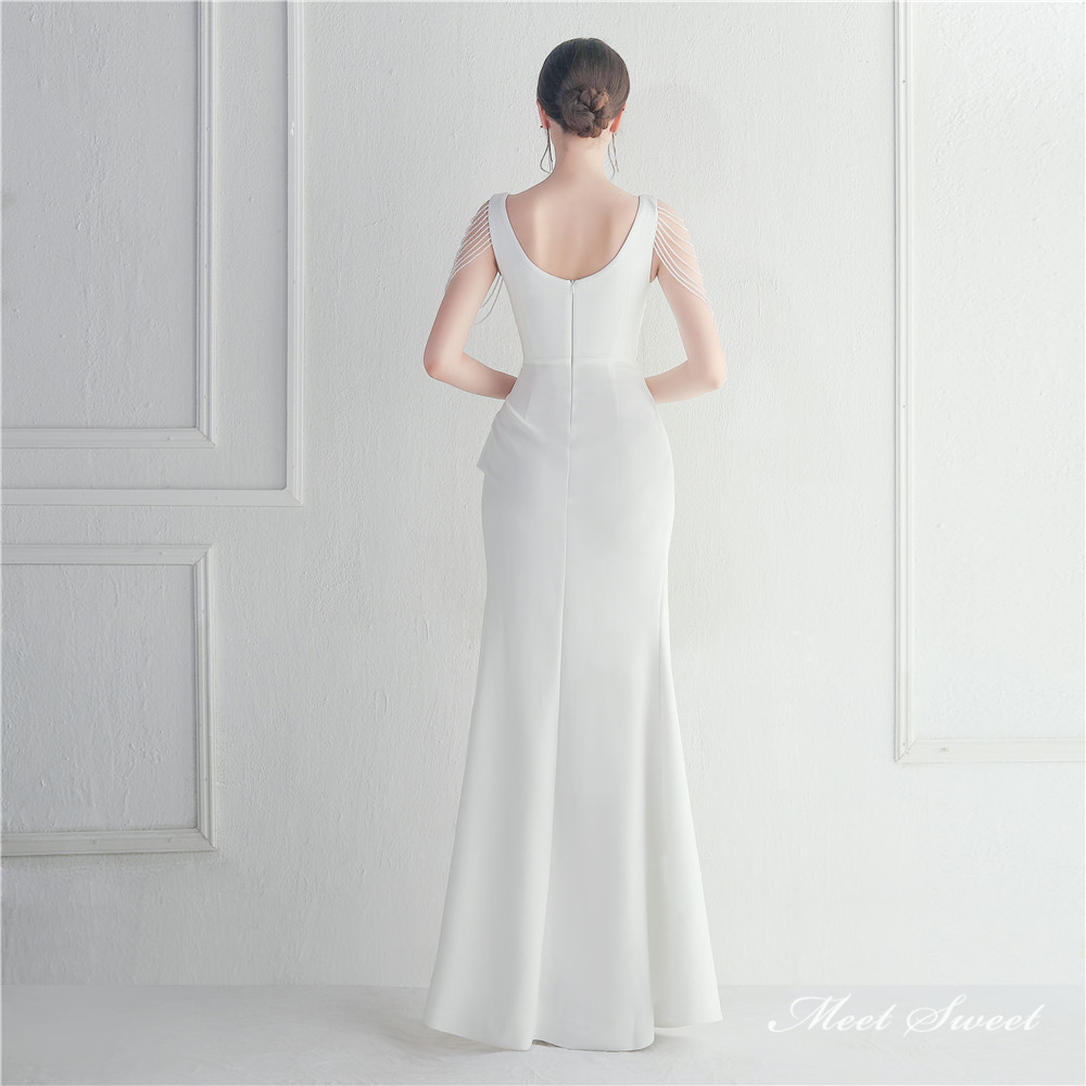 カラードレス マーメイドドレス パーティードレス ビーズ スリット イブニングドレス ファスナー 結婚式 巻きドレス ウェディングドレス 発表会 二次会 大人 