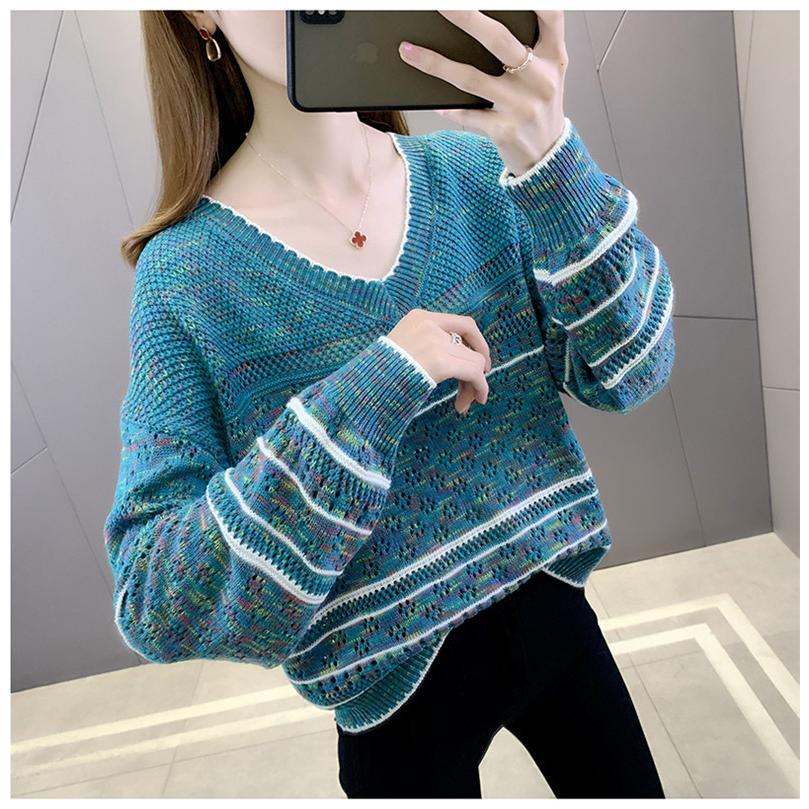 レディース ニット トップス 透し編み ニットソー ファッション 長袖 女の子 フェミニン 大人 Vネック 秋 夏新作 プルオーバー 