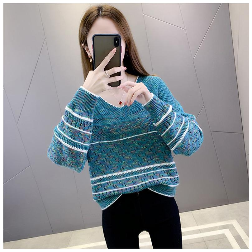 レディース ニット トップス 透し編み ニットソー ファッション 長袖 女の子 フェミニン 大人 Vネック 秋 夏新作 プルオーバー 