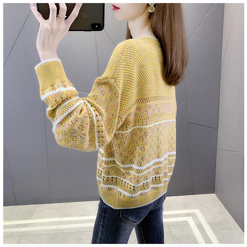 レディース ニット トップス 透し編み ニットソー ファッション 長袖 女の子 フェミニン 大人 Vネック 秋 夏新作 プルオーバー 
