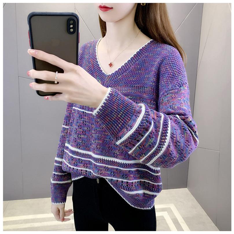 レディース ニット トップス 透し編み ニットソー ファッション 長袖 女の子 フェミニン 大人 Vネック 秋 夏新作 プルオーバー 