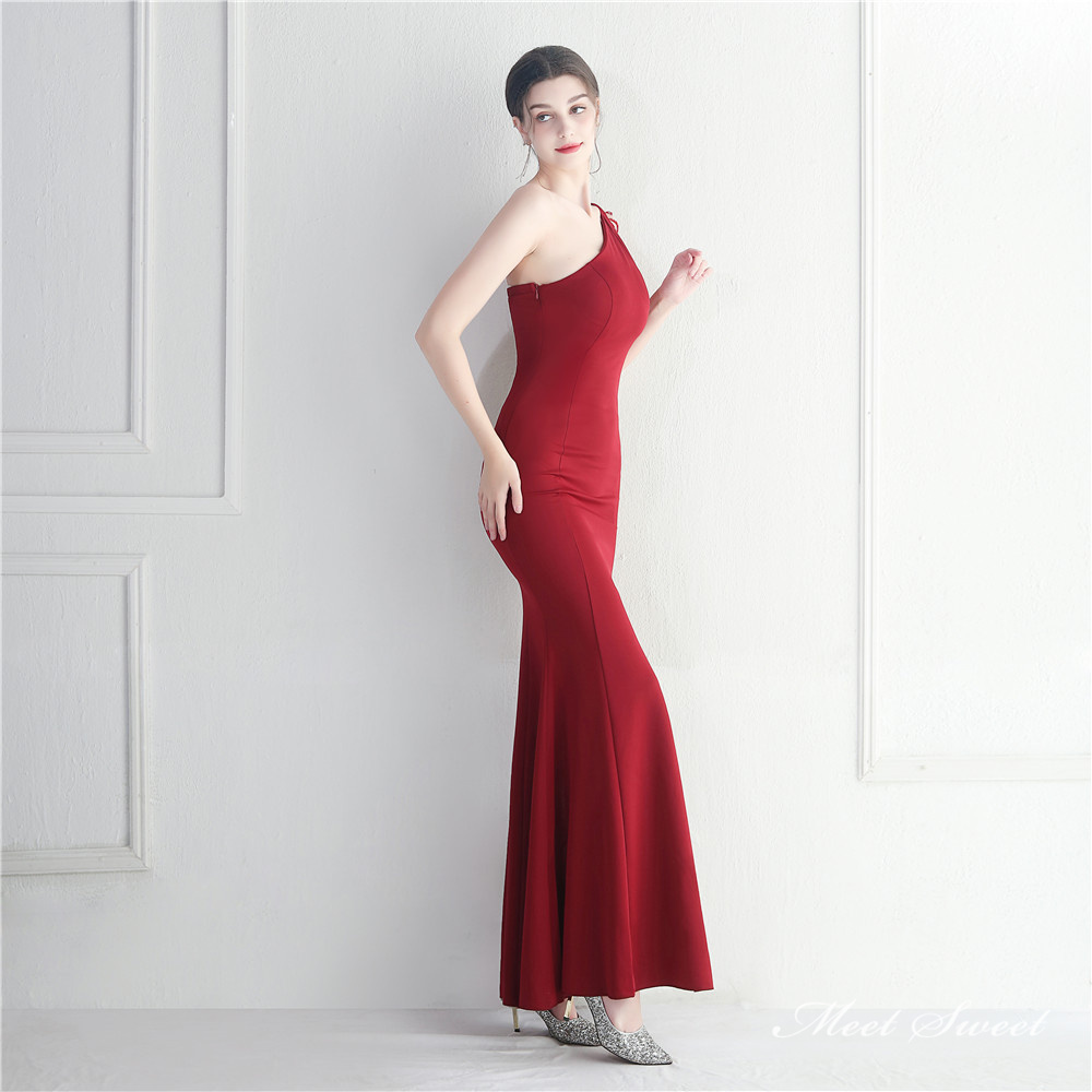 カラードレス マーメイドドレス パーティードレス ワンショルダー スリット イブニングドレス サテン 結婚式 二次会 発表会 ファスナー ウェディングドレス 