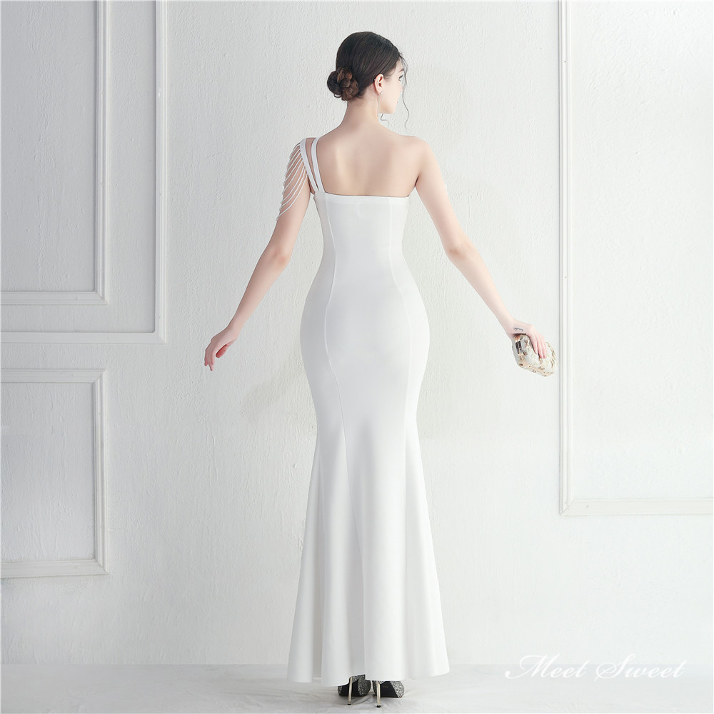 カラードレス マーメイドドレス パーティードレス ワンショルダー スリット イブニングドレス サテン 結婚式 二次会 発表会 ファスナー ウェディングドレス 