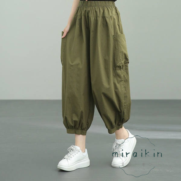 サルエルパンツ ゆったり 9分のズボン 高腰ランタンズボン着痩せ レディース 無地 おしゃれ おしゃれ 春夏 ボ美脚 キレイめ 夏物 カジュアル 夏服 着心地 