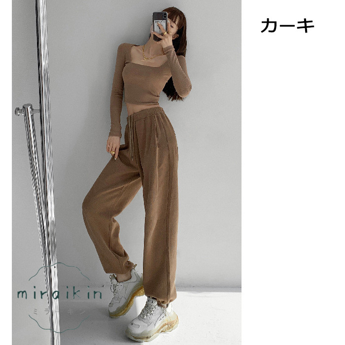 スウェットパンツ 韓国 レディース 新作 ドローストリング ジョガーパンツ ゆったり ファッション オルチャン ランニングウェア スウェット ウエストゴム パンツ