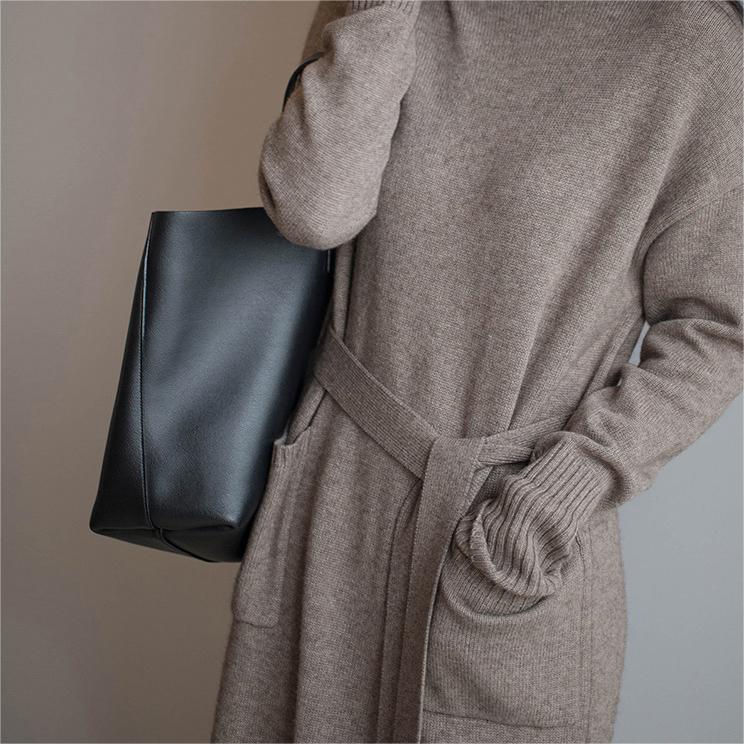ニットワンピース ロングワンピース レディース 膝下 ゆったり 体型カバー 秋冬 オシャレ韓国風 ストレートスカート 無地ハイネック 大人セーター 着痩せ 