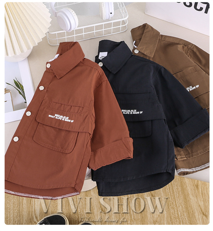キッズ シャツ 長袖 トップス カジュアルシャツ アウター 動きやすい 着やすい ノー かわいい シンプル おしゃれ あわせやすい 