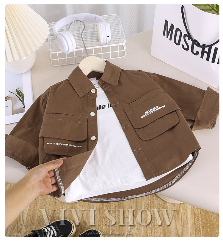 キッズ シャツ 長袖 トップス カジュアルシャツ アウター 動きやすい 着やすい ノー かわいい シンプル おしゃれ あわせやすい 