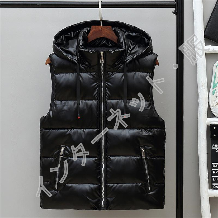 中綿ベスト メンズ ベスト アウター スタンドフード付き 取り外せ 防寒 送料無料 韓国風 撥水 着痩せ 暖か 秋冬 光沢感 おしゃれ ゆったり 軽量 