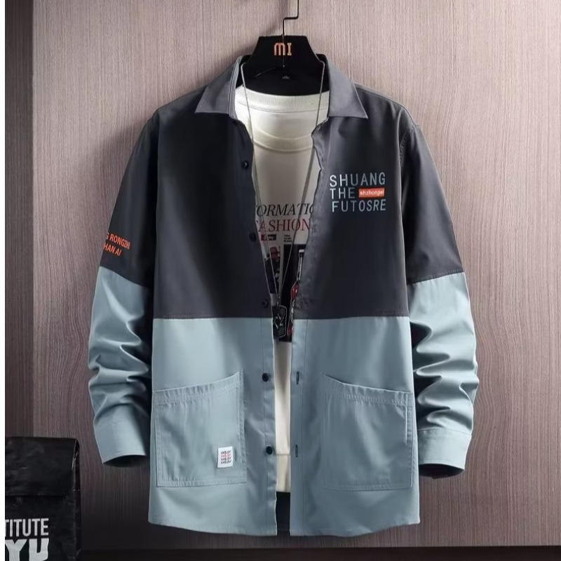シャツ メンズ トップス 長袖 切り替え カジュアルシャツ ビジネス 春 春服 おしゃれ メンズシャツ 秋服 開襟 秋 
