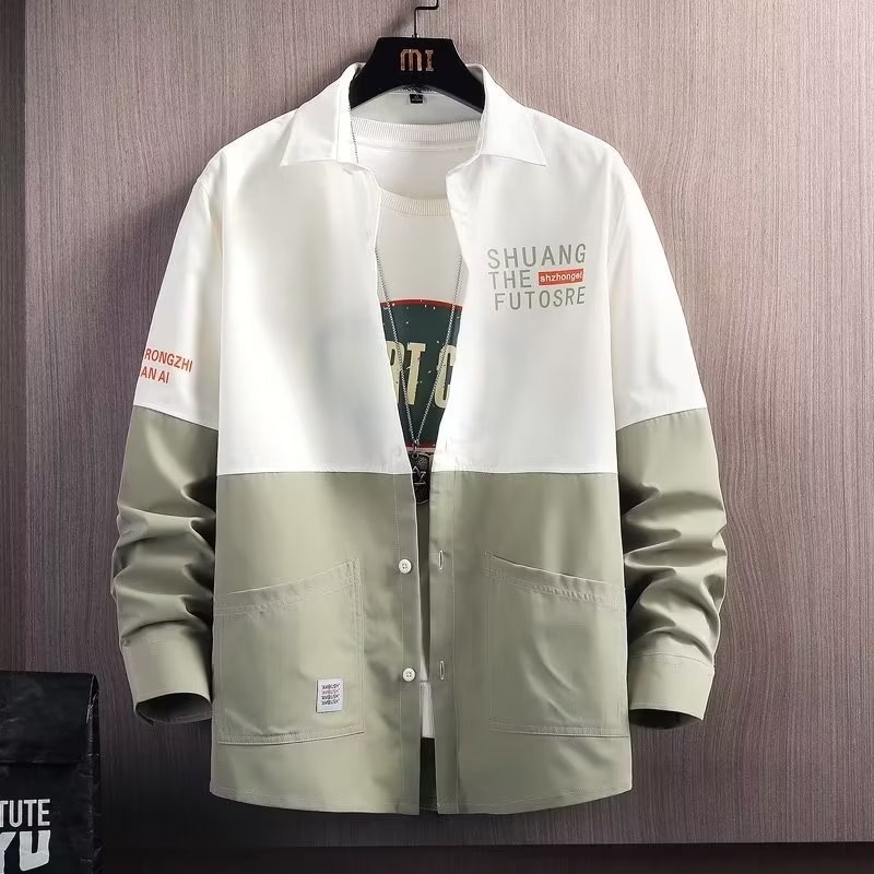 シャツ メンズ トップス 長袖 切り替え カジュアルシャツ ビジネス 春 春服 おしゃれ メンズシャツ 秋服 開襟 秋 