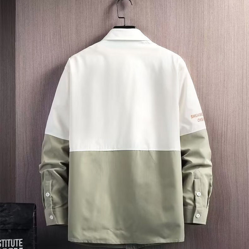 シャツ メンズ トップス 長袖 切り替え カジュアルシャツ ビジネス 春 春服 おしゃれ メンズシャツ 秋服 開襟 秋 