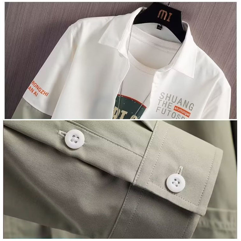 シャツ メンズ トップス 長袖 切り替え カジュアルシャツ ビジネス 春 春服 おしゃれ メンズシャツ 秋服 開襟 秋 