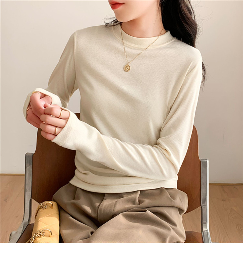 Tシャツ レディース カットソー 長袖 無地 トップス インナー ストレッチ プルオーバー カジュアル おしゃれ ブラウス ルームウェア シンプル 