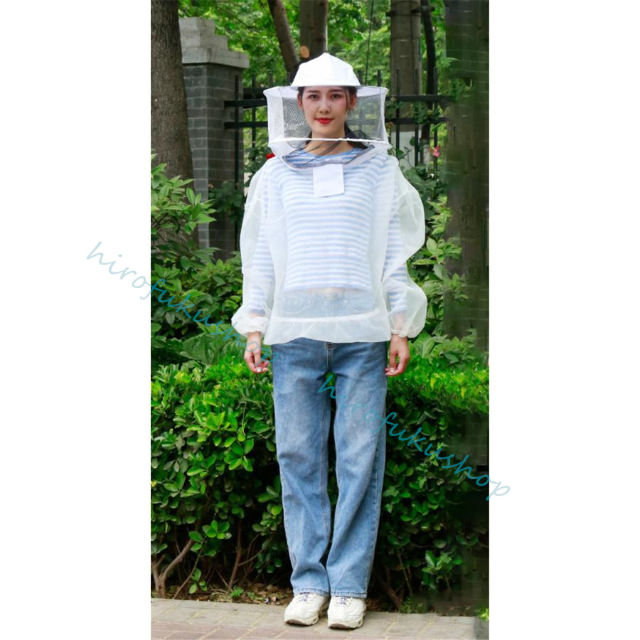 養蜂用 防護服 蜂防護服 保護服 フェイスネット付き ハチ防護服 メッシュ ガーデニング 作業着 男女兼用 害虫駆除 通気性 透明 刺され防止 