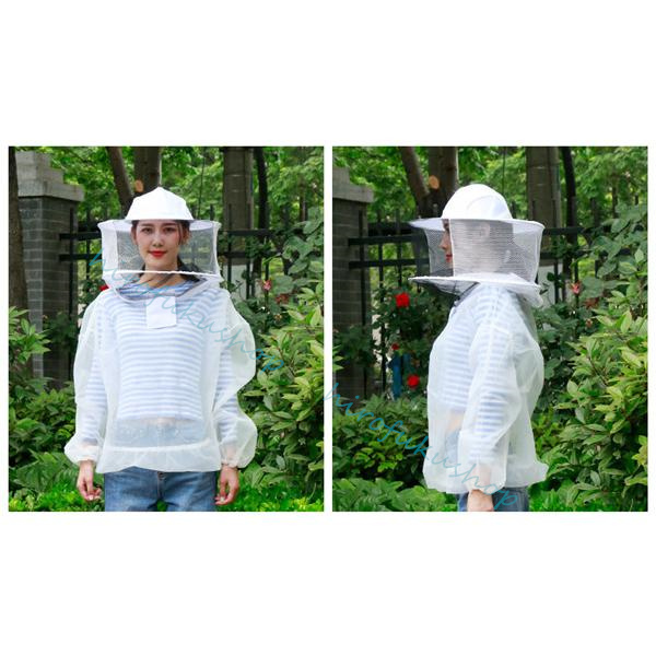 養蜂用 防護服 蜂防護服 保護服 フェイスネット付き ハチ防護服 メッシュ ガーデニング 作業着 男女兼用 害虫駆除 通気性 透明 刺され防止 