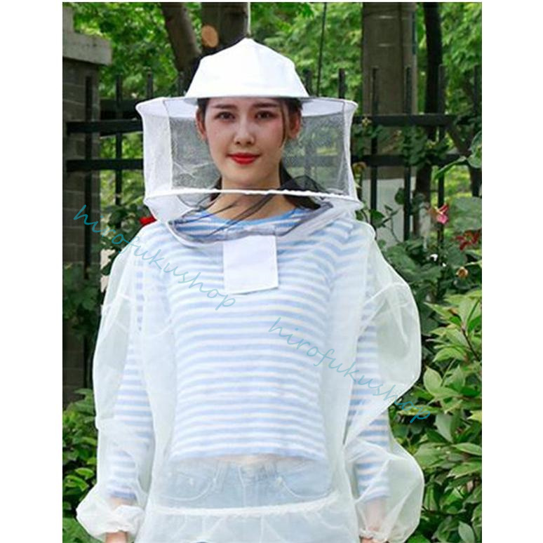 養蜂用 防護服 蜂防護服 保護服 フェイスネット付き ハチ防護服 メッシュ ガーデニング 作業着 男女兼用 害虫駆除 通気性 透明 刺され防止 