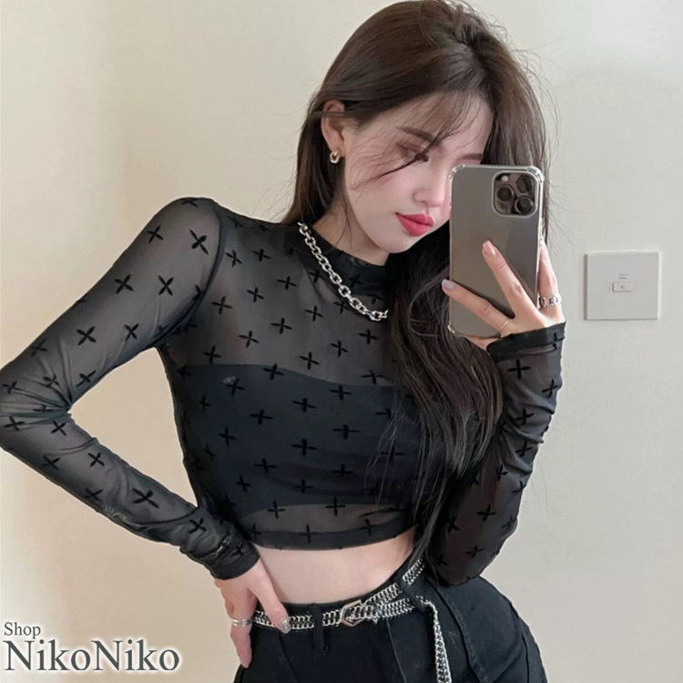 全品送料無料一部除く 十字架 ショート丈 シアートップス MA インナー 韓国 レディース プチプラ おしゃれ 