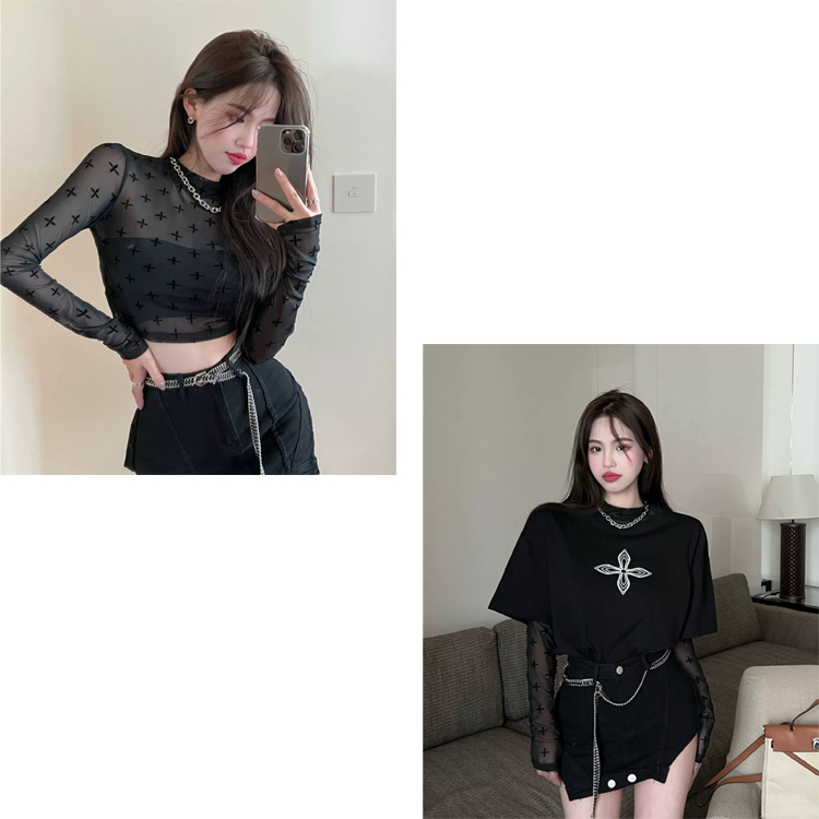 全品送料無料一部除く 十字架 ショート丈 シアートップス MA インナー 韓国 レディース プチプラ おしゃれ 