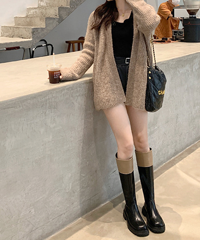 ブーツ レディース 秋 冬 ロング 厚底 配色 かわいい 韓国ファッション 高見え カジュアル おしゃれ きれいめ 配色タンクソールロングブーツ 