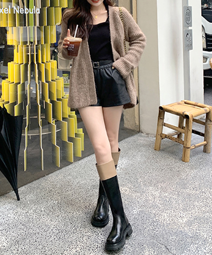 ブーツ レディース 秋 冬 ロング 厚底 配色 かわいい 韓国ファッション 高見え カジュアル おしゃれ きれいめ 配色タンクソールロングブーツ 