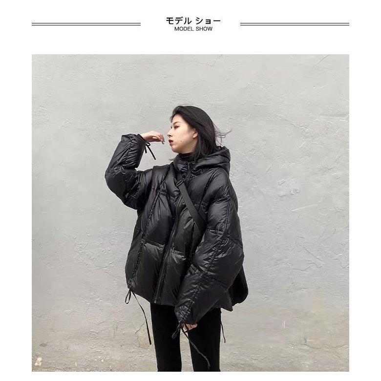 中綿ジャケット レディース キルティングジャケット フワフワ フード付き 光沢感 オーバーサイズ 冬 送料無料 厚手 通勤 防寒服 ブラック ジャケット 