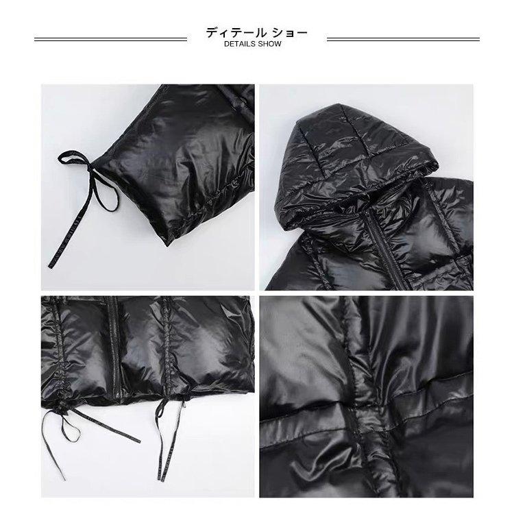 中綿ジャケット レディース キルティングジャケット フワフワ フード付き 光沢感 オーバーサイズ 冬 送料無料 厚手 通勤 防寒服 ブラック ジャケット 