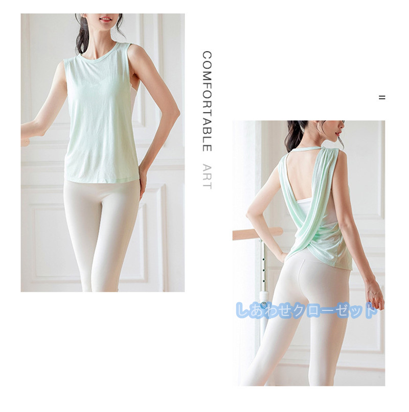 ヨガウェア レディース トップス 袖なし Tシャツ ホットヨガ 吸汗 重ね着 かわいい フィットネス 速乾 おしゃれ ランニングウェア スポーツウェア 