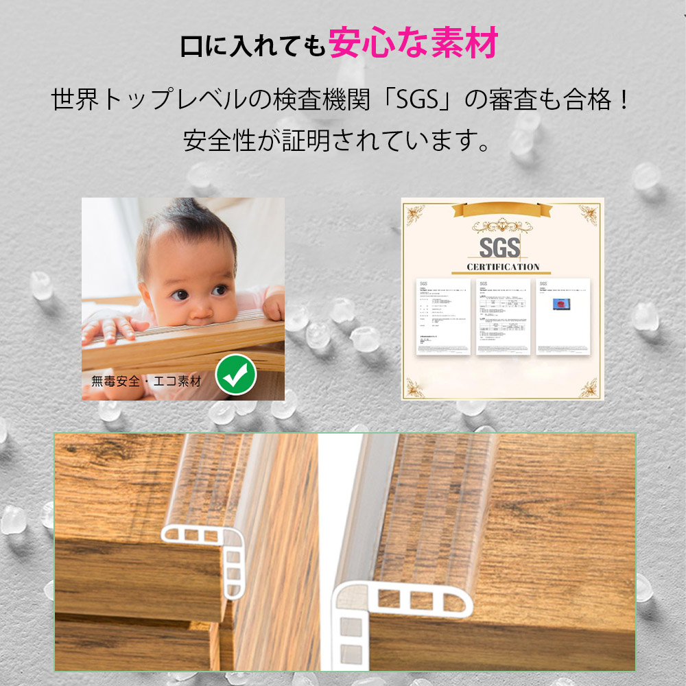 コーナーガード クッション ハニカム構造で衝撃吸収 L型 5M 透明 角ガード 強力テープ テーブル 赤ちゃん ごっつん防止 怪我防止 ベッド 剥がせる 