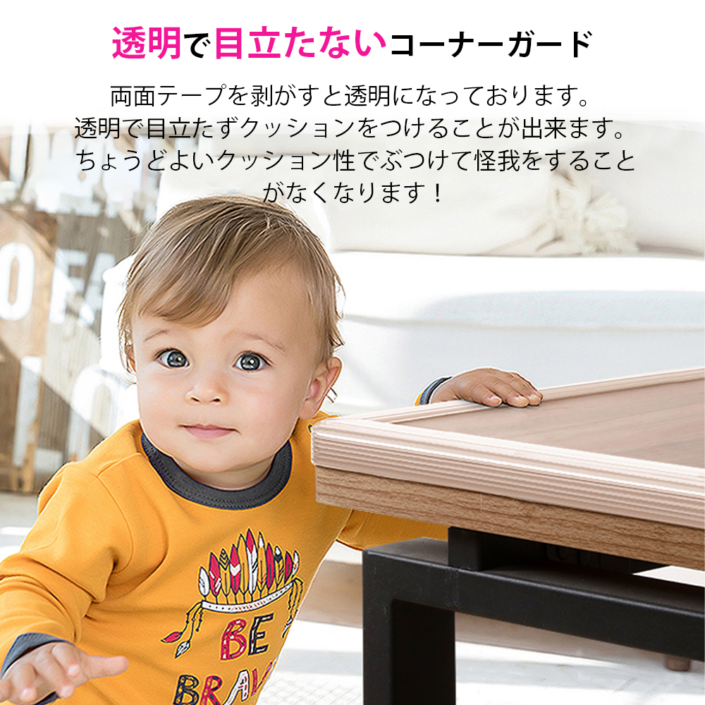 コーナーガード クッション ハニカム構造で衝撃吸収 L型 5M 透明 角ガード 強力テープ テーブル 赤ちゃん ごっつん防止 怪我防止 ベッド 剥がせる 
