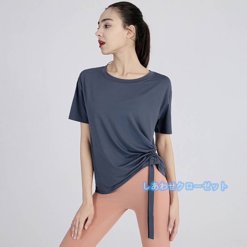 ヨガウェア レディース トップス 半袖 Tシャツ ホットヨガ スポーツウェア ランニングウェア かわいい おしゃれ フィットネス 速乾 吸汗 