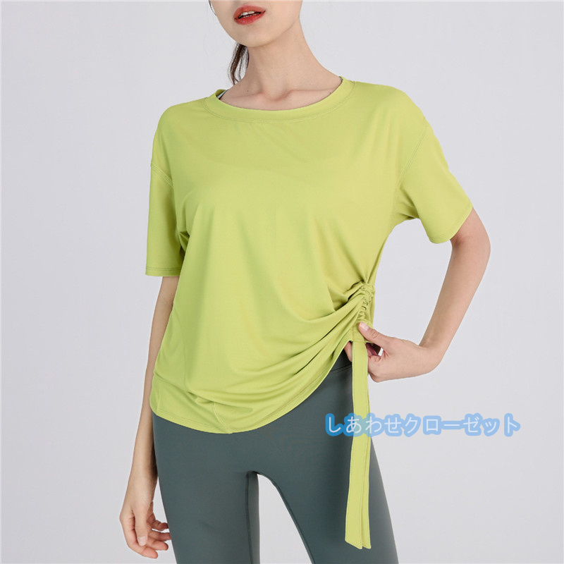 ヨガウェア レディース トップス 半袖 Tシャツ ホットヨガ スポーツウェア ランニングウェア かわいい おしゃれ フィットネス 速乾 吸汗 