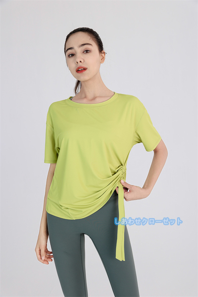 ヨガウェア レディース トップス 半袖 Tシャツ ホットヨガ スポーツウェア ランニングウェア かわいい おしゃれ フィットネス 速乾 吸汗 