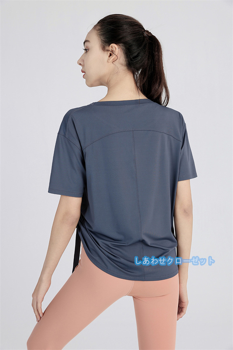 ヨガウェア レディース トップス 半袖 Tシャツ ホットヨガ スポーツウェア ランニングウェア かわいい おしゃれ フィットネス 速乾 吸汗 