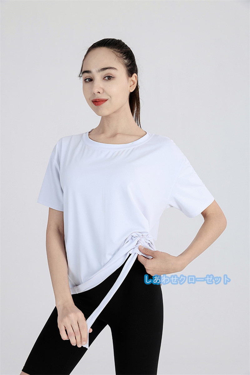 ヨガウェア レディース トップス 半袖 Tシャツ ホットヨガ スポーツウェア ランニングウェア かわいい おしゃれ フィットネス 速乾 吸汗 