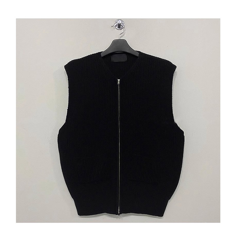 ニットベスト メンズ チョッキ 紳士服 ファスナー Vネック 前開き きれいめ ジップアップ オフィス トップス ビジネス 秋冬 カジュアル セーター おしゃれ 
