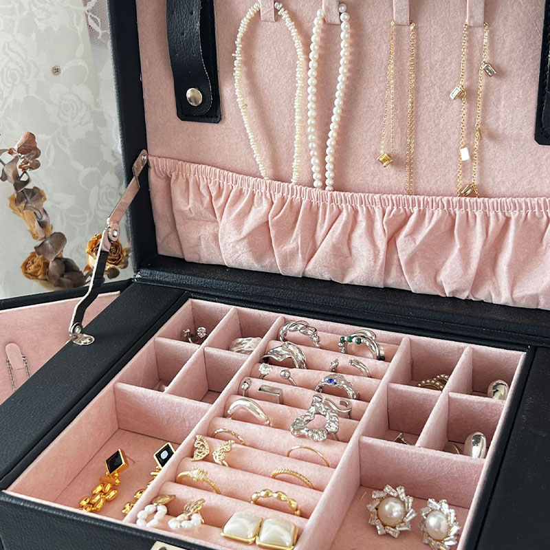 ジュエリーボックス クリスタル 収納家具 小物入れ 木製 大容量 白 ネックレス アクセサリー収納 可愛い 姫系 5段 指輪 アクセサリーケース ピンク 宝石箱 
